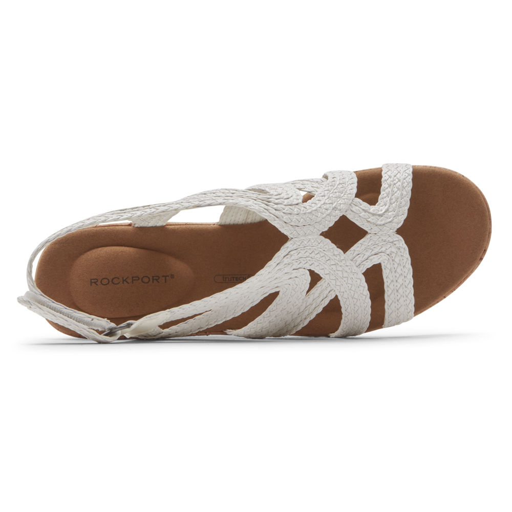 Rockport Sandaler Dame Hvite - Briah Braided - SLKQ85470